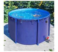 Durable 2.5x1m Portable Round Koi Pond Tank - Foldable PVC Frame for Outdoor Aquaculture, Fish Farming, Water Storage & Irrigation (4900L) - Perfect for Garden Use & Backyard Ponds