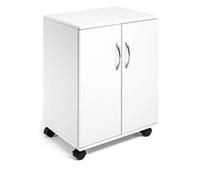 Durable 2 Door Office Filing Storage Trolley on Wheels - 75cm White