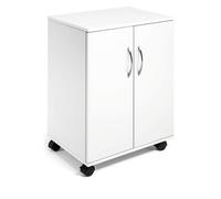 Durable 2 Door Office Filing Storage Trolley On Wheels - 75Cm White
