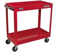 Durable 2-Level Workshop Trolley With Large Castors - 50Kg Capacity Per Shelf