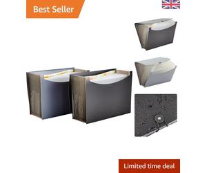 Durable 2-Pack A4 Expanding File Folders in Black & Gray - Organize with Style