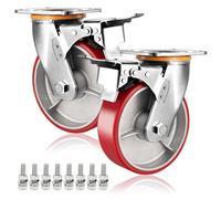 Durable 20.3cm Polyurethane Industrial Wheels 360° Rotating with Brakes Ideal for DIY Goldsmith Workbenches Versatile Set of 2 for Crafting and Heavy Duty Use