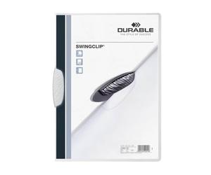 Durable 226002 Clip Folder SwingClip made of PP, Up to 30 Sheets A4, White, Pack of 25