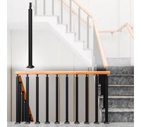 Durable 24" Black Metal Stair Railing Balusters - Square Support Columns for Deck Porch & Corridor Fences - 1 Pack Floor Mount Spindles for Enhanced Safety & Style