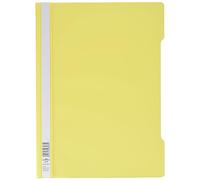 Durable 252304 Clear View Folder-Report File A4 PP, Yellow - Pack of 25 | Staple mechanism for perforated documents, transparent front cover, PP plastic, handle punched on the edge