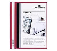 Durable 257903 Duraplus Folder with Transparent Pocket for A4 Documents - Red - Pack of 25