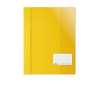 Durable 269004 Clear View Folder for Din A4, Extra Wide, Yellow, 25 Pack | Stapler with viewing window, inner pocket for unpunched documents, coated stapling mechanism, polypropylene