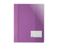 Durable 269012 Clear View Folder for Din A4, Extra Wide, Purple, 25 Pack | Stapler with transparent lid, labelling window, inner pocket, for document sleeves and hanging rails