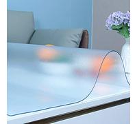 Durable 2mm Thick Clear Plastic Tablecloth, Rounded Corners, Frosted PVC Table Protector, Dining Table Cover, Floor Mat, Ideal for Kitchen and Dining Room Use.