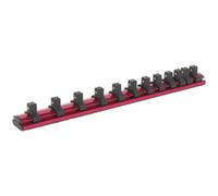 Durable 3/8 Inch Square Drive Bit Holder With 12 Socket Capacity And Magnetic Storage Rail