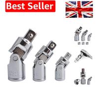 Gunpla 3 Pieces Impact Universal Joint Socket Set Swivel Drive Adapter Reducer CR-V Steel Silver Chrome Finish 1/4" 3/8" 1/2" (6.3mm/10mm/12.5mm)