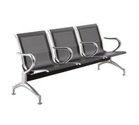 Durable 3-Seat Steel Reception Bench Chair with Armrests - Comfortable Waiting Room Seating for Office Airport Hospital & Bank - Spacious 175x65x78cm Design