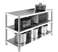 Durable 3-Tier Stainless Steel Kitchen Rack Microwave Storage Shelving Unit Metal Stand for Home Cafeteria 70 x 35 x 80 cm Heavy-Duty nizer for Kitchen and Workspace