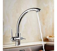 Durable 3-Way Kitchen Faucet with Water Filter Chrome Deck-Mounted Mixer Tap Versatile and Functional Sink Faucet for Home Easy Installation and Modern Design