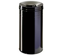 Durable 31 Litre Round Waste Bin with Ormental Ring and Extinguishing Lid - Black
