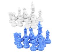 Durable 32PC Medieval Plastic Chess Set King Height 49mm Chess Pieces, Light Weight Blue and White Pieces, Improve Logical Thinking Ability, Problem-Solving Ability for Lovers, Convenient