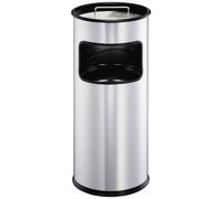 Durable 333223 Waste Paper Basket with Ashtray Metal Silver 17L Di...