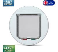 Durable 4-Way Lock Cat Flap - Ion-Plated Plastic for Small to Medium Cats, White