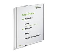 Durable 4808/23 Information Sign for Door and Wall, Silver | Name plate with cardboard insert for screwing on, 297 x 420 mm, including mounting kit and drilling template
