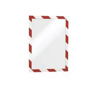 Durable Durafram Security Self-Adhesive Magnetic Frame | A4 Format In Red/White | Pack of 2 Frames | Document Frame for Internal Safety Signage