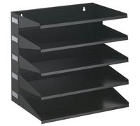 Durable 5 Compartment Labelled Metal Document Filing Letter Tray | A4 Black
