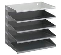 Durable 5 Compartment Labelled Metal Letter Tray - A4 Grey
