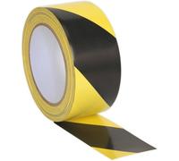 Durable 50mm X 33M Black & Yellow Hazard Warning Tape For Safety Marking