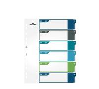 Durable 6 Part Numbered Tab Punched Index Dividers + Cover | A4+ | Colour Coded