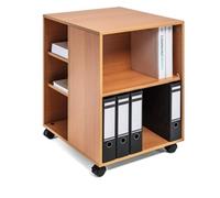 Durable 6 Shelve Office Filing Storage Trolley On Wheels - 75Cm Beech