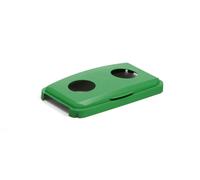 Durable 60L Hinged Bin Lid Green | Two Holes for Cans/Bottles | DURABIN