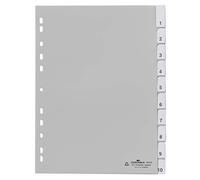 Durable 6441-10 Index Plastic Blank Pack of 10 Grey | With crystal clear welded tabs, interchangeable insert labels, for Duraprint software, plastic