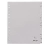 Durable 652010 A4 Portrait Polypropylene A-Z Index File with Printed Tabs and 20 Divisions - Grey (Pack of 20)
