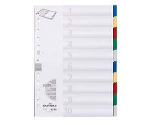 Durable 674027 Folder Index for A4 Polypropylene 10 Sheets Pack of 25 Blank / 5-Colour Tabs