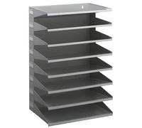 Durable 8 Compartment Labelled Metal Document Filing Letter Tray | A4 Grey