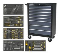 Durable 8 Drawer Tool Rollcab With 136 Piece Tool Kit In Black And Grey