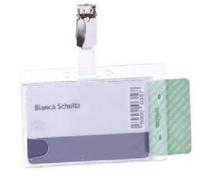 Durable Enclosed DUO 2 Card Clip Security Pass ID Badge Holder | 25 Pack | Clear