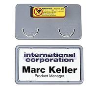 Durable 812910 Clip Name Badge Holder with Magnet 25-Pack Grey