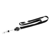 Durable 833001 Lanyard with Badge Reel Extra Strong for Heavy Card Holders or Keys Up to 300 g, 1 Piece, Black