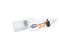 Durable 851900 Name Badge Set, Name Badges 40 x 105 mm with Combination Clip, Matching Insert Badges on A4 Printed Sheets, Pack of 14