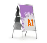 Durable A Board Foldable Pavement Sign Double Sided Snap Frame Stand - A1 Silver
