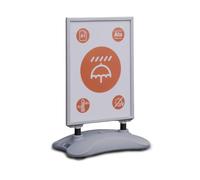 Durable A1 Pavement Sign with Heavy Water Base - Waterproof and UV-Resistant - Double Sided Snap Frame Stand - Silver - for Displaying Promotional Signage
