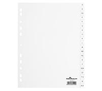 Durable A4 Index Dividers A-Z, Pre-Printed Tabs, 20 Pieces, White | Robust polypropylene sheets, universal punching for ring binders & folders, reusable system with printable index sheet