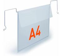 Durable A4 Wire Hanging Document Pocket - Robust Ticket Holder with Flaps - for Clearly Labelling Warehouses and Logistic Centres - Pack of 50 - Transparent Document Holders