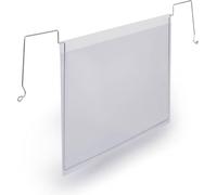 Durable A5 Wire Hanging Document Pocket - Robust Ticket Holder - for Clearly Labelling Warehouses and Logistic Centres - Pack of 50 - Transparent Document Holders