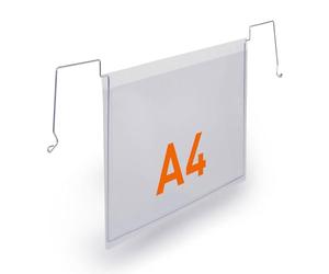 Durable A5 Wire Hanging Poly Pocket - Robust Ticket Holder - for Clearly Labelling Warehouses and Logistic Centres - Pack of 50 Transparent Plastic Wallets