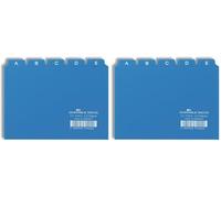 Durable A6 Index Card Set | Includes Printed A-Z Tabs | Blue | Made of Strong PVC | Perfect for Organising Documents | Pack of 2