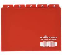 Durable A6 Index Card Set | Includes Printed A-Z Tabs | Red | Made of Strong PVC | Perfect for Organising Documents | Pack of 1