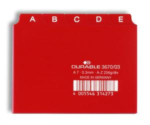 Durable A7 Index Card Set Includes Printed A-Z Tabs Red Made of Strong PVC