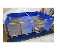 Durable Above Ground Koi Pond Liner PVC Canvas with Window Steel Frame Easy Assembly Fish Holding Tank for Aquaculture Outdoor Water Feature 140x70x61cm Blue