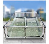 Durable Above Ground Koi Pond with Clear Viewing Window & Drain Valve Easy Assembly PVC Canvas & Steel Frame Aquarium Tank for Fish & Turtles (0.5x0.5m 0.7m Clear)